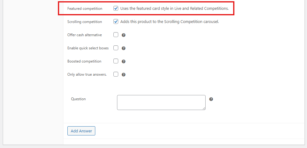 Featured competition PXS field