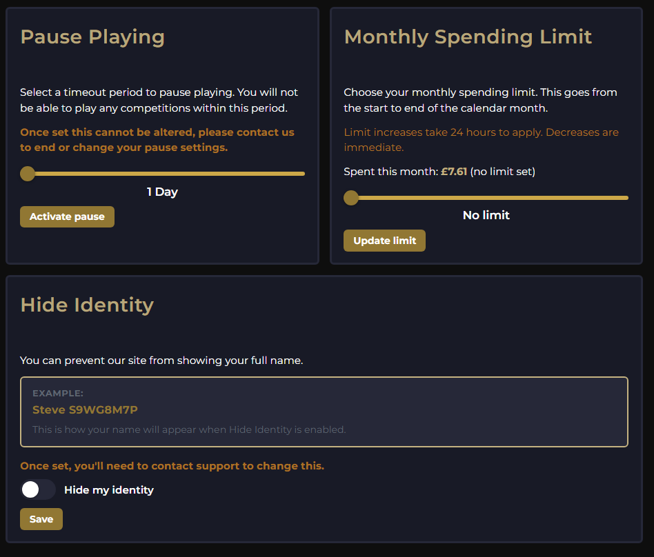 WooCommerce My Account with Safe Play tab and widget content