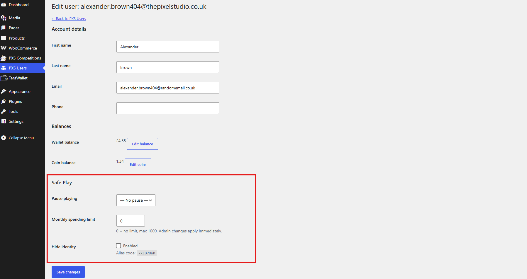 Safe Play pause, limit, and hide identity sections